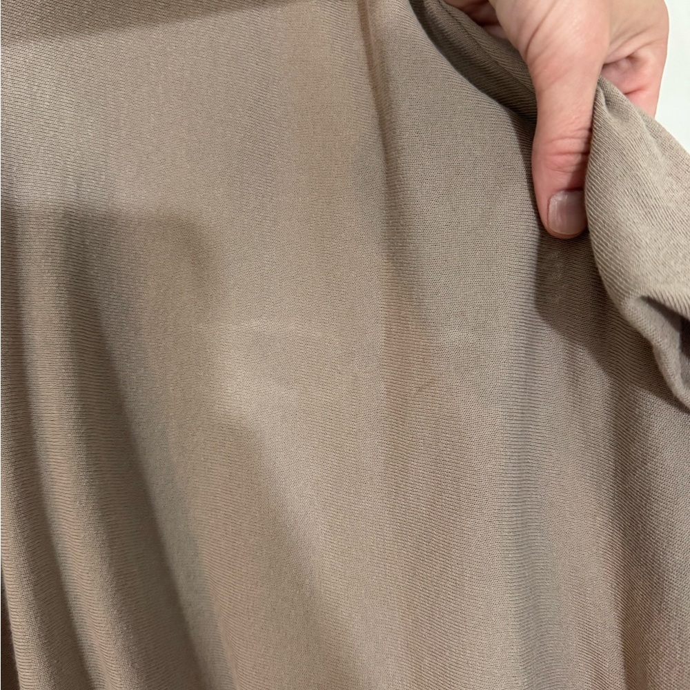 LES COPAINS BVM SPA 100% Cotton Gauze Flowy Taupe Short Sleeve V Neck Size M - Picture 4 of 7